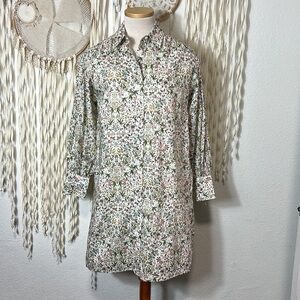 J. Crew X Liberty Fabric NWT Floral Long Sleeve Shirt Dress Size XS with slip